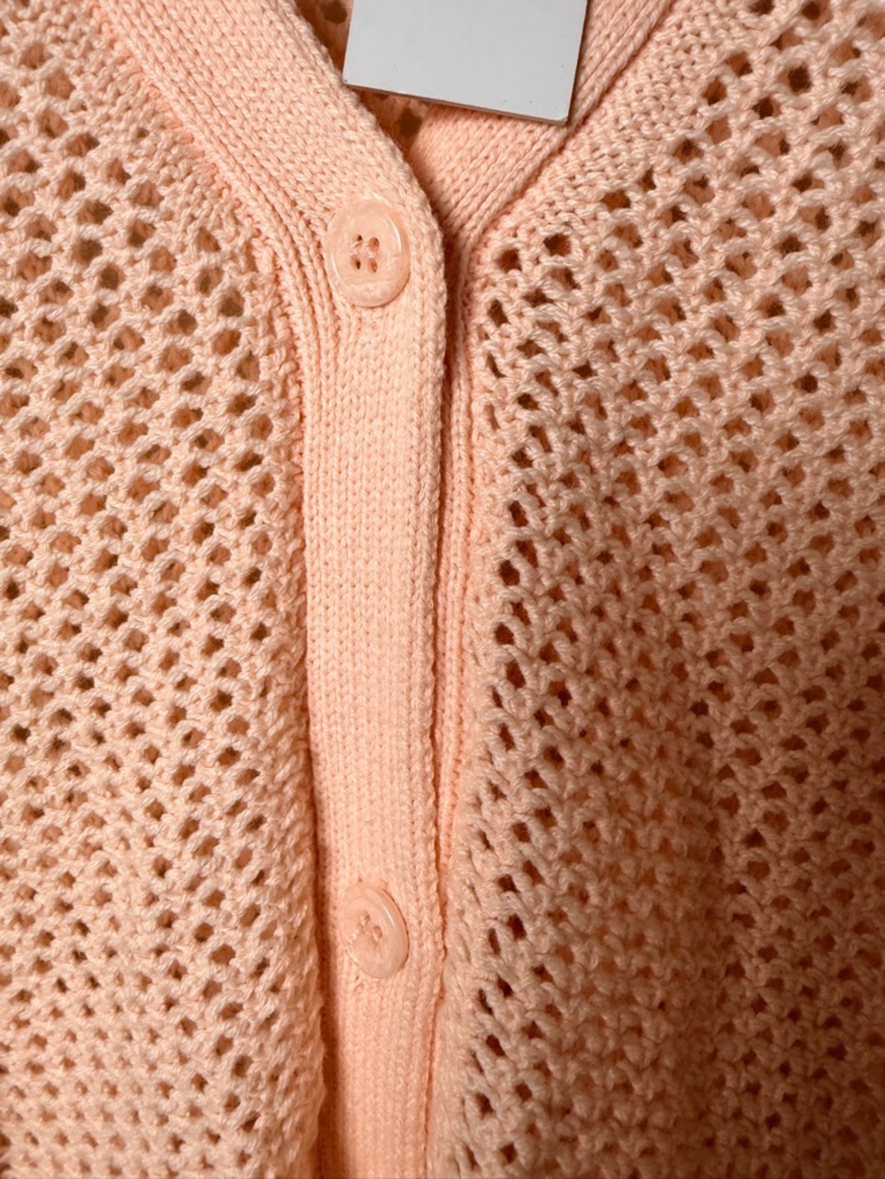 NWT Workshop Republic Clothing Small Peach Open-Knit Button Cardigan - Picture 6 of 6